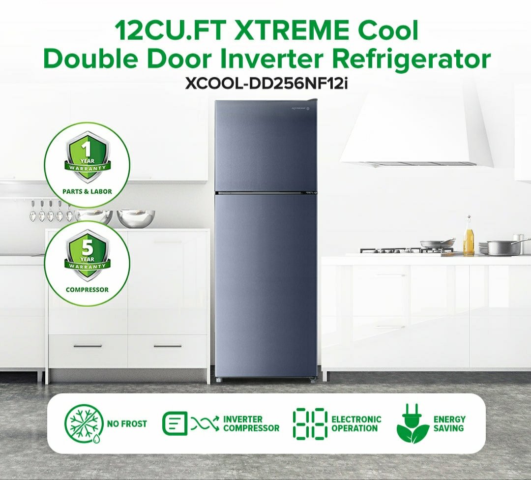 XTREME COOL 12.0cu ft. Double Door Inverter Refrigerator | XCOOL-DD256NF12I