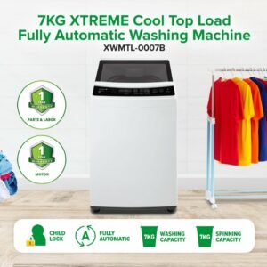 XTREME COOL 7KG Top Load Fully Automatic Washing Machine with Spin Dry (Black Cover) | XWMTL-0007B