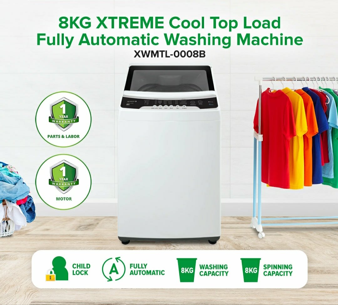 8KG Top Load Fully Automatic Washing Machine with Spin Dry (Black Cover) | XWMTL-0008B