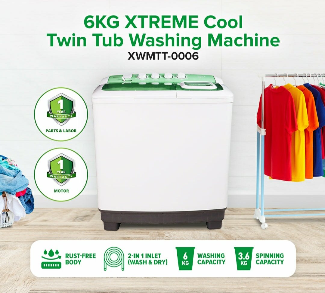6KG XTREME COOL Twin Tub Washing Machine | XWMTT-0006