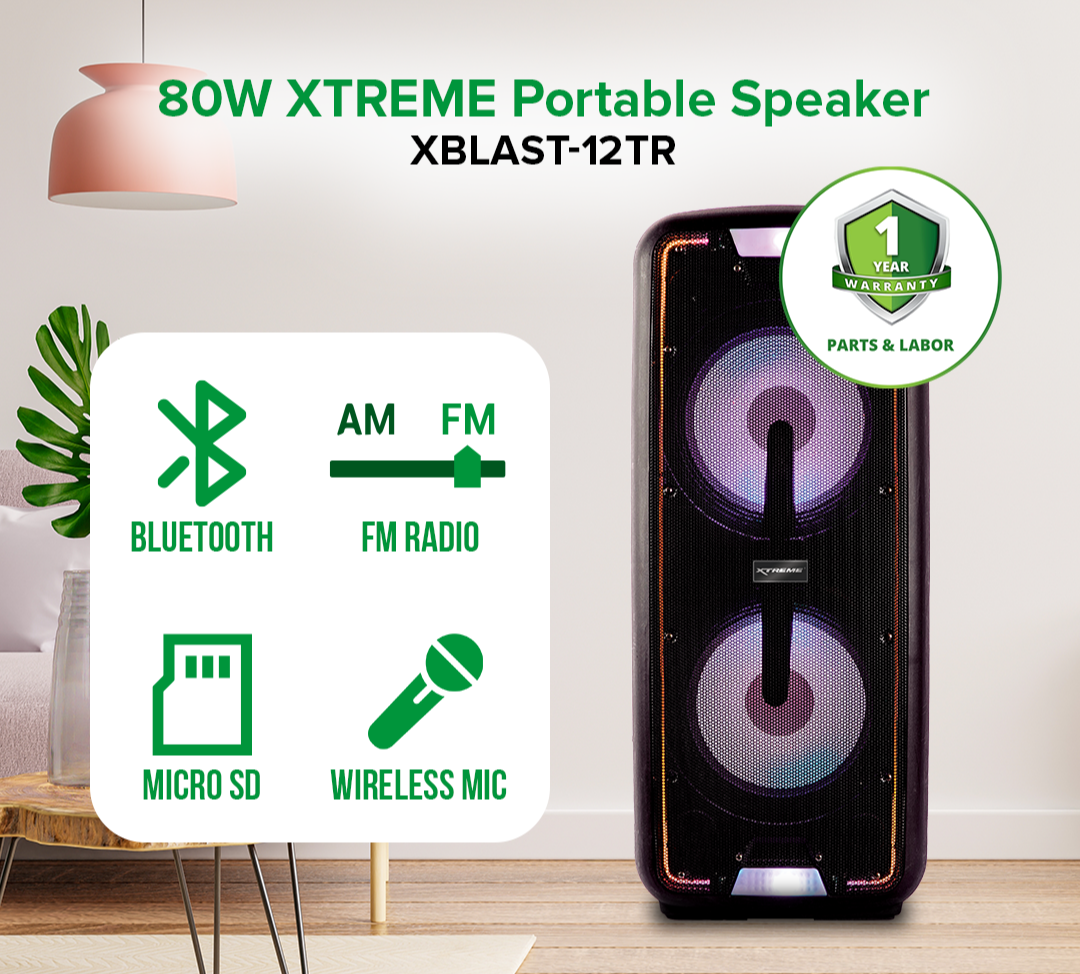 80W XTREME Portable Speaker | XBLAST-12TR