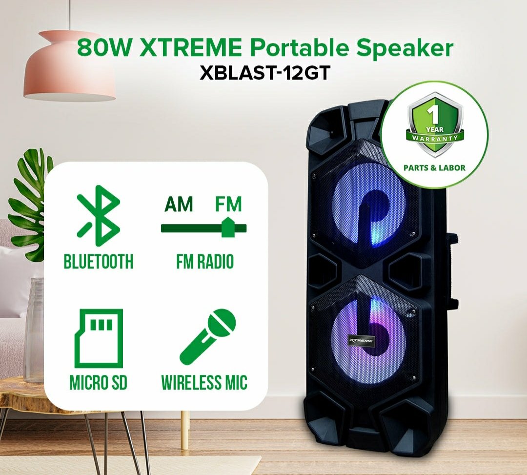 80W XTREME Portable Speaker | XBLAST-12GT